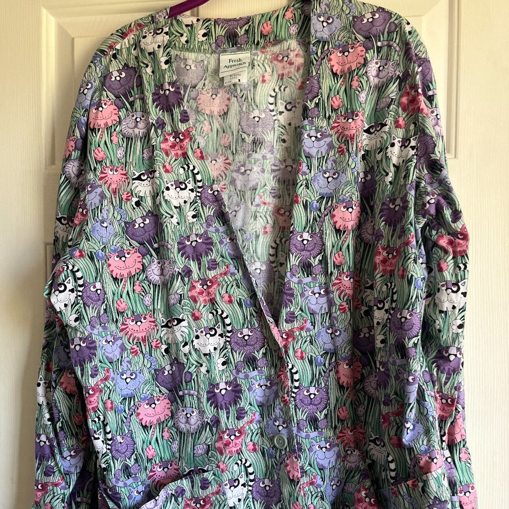 adorable cat scrub jacket